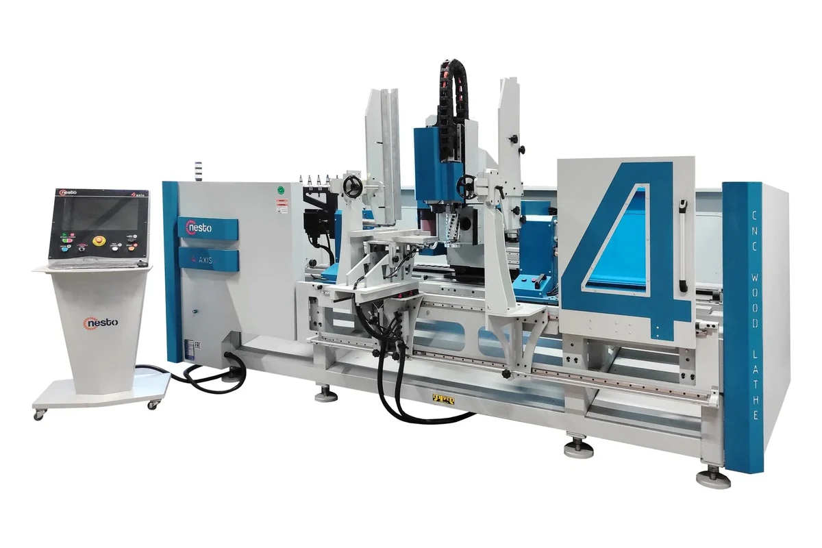Four-axis production for furniture components